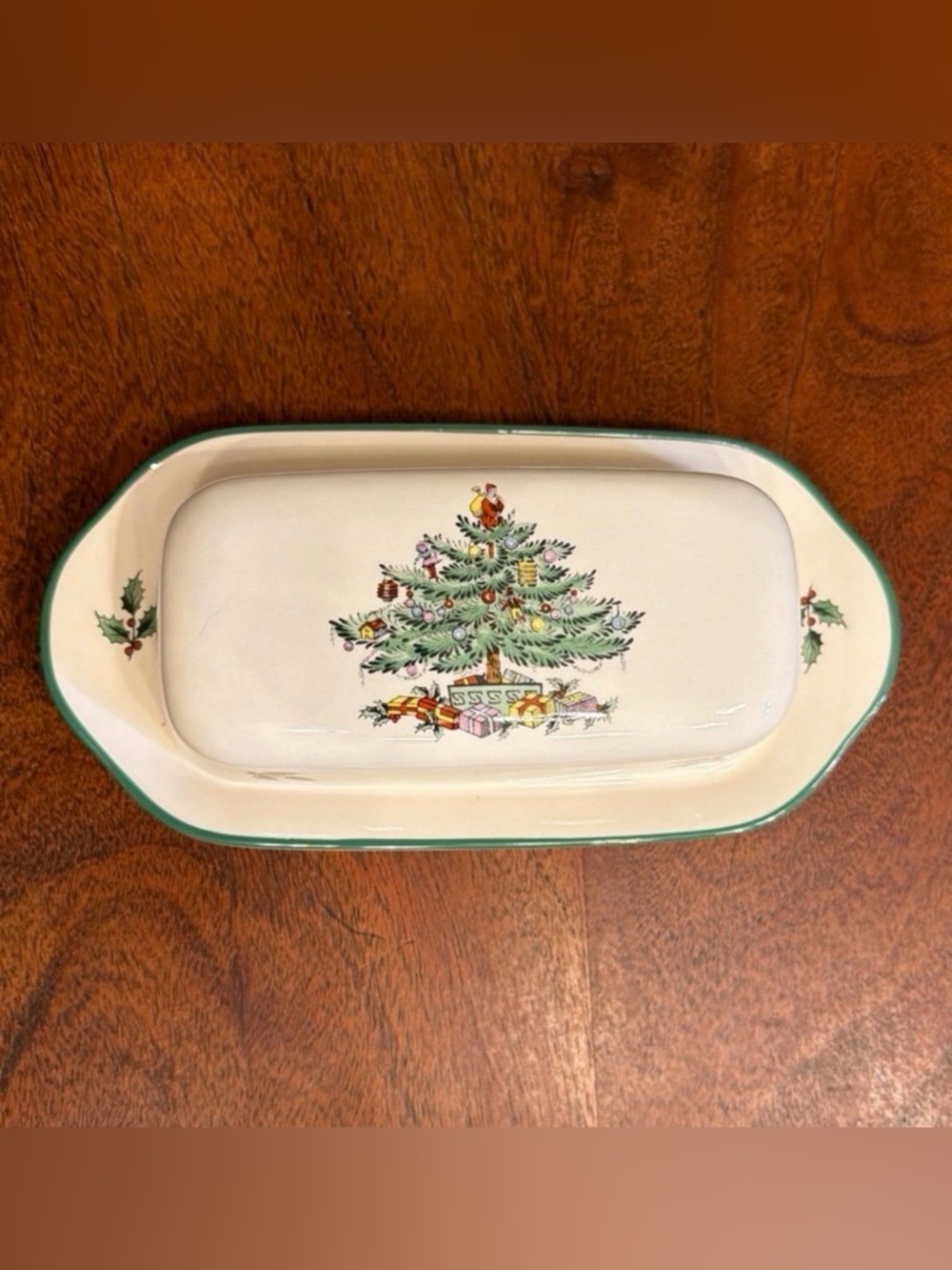 Vintage Spode Christmas Tree Covered Butter Dish